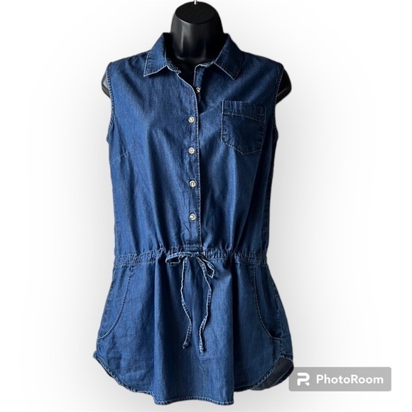JESSICA Chambray Sleeveless Button Down Tunic Dress Size Small 8P - Picture 1 of 11